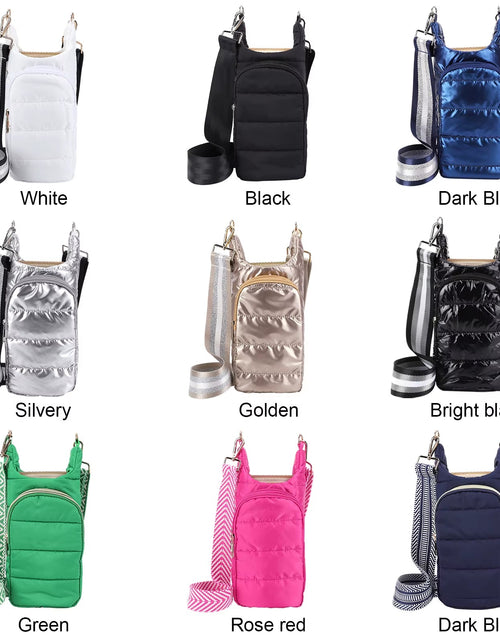 Load image into Gallery viewer, HydroCarry Puffer Tote – Adjustable Strap Water Bottle Carrier for Outdoor Travel &amp; Daily Adventures
