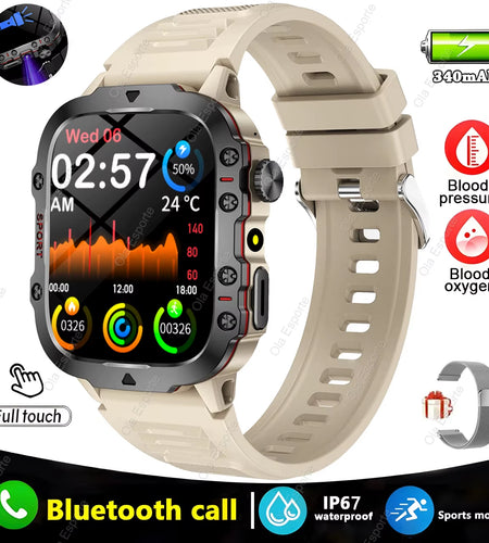 Original Men Smartwatch Flashlight Bluetooth Call Fitness Clock IP68 Waterproof Sports Men for Xiaomi Android Smart Watch 2024
