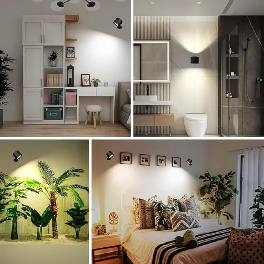 GlowFlex Touch Wall Lamp – Dual Head LED Light with Remote, 360° Rotation & USB Rechargeable Design