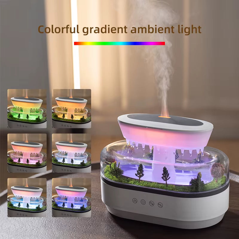AuraMist Raindrop Humidifier – Aromatherapy Diffuser with Rainbow Light & Essential Oil Benefits for Home