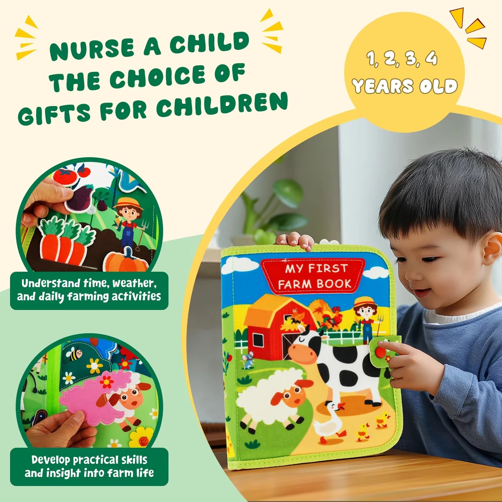 Little Learner Quiet Book – Soft Felt Sensory Activity Book for Toddlers & Preschool Education